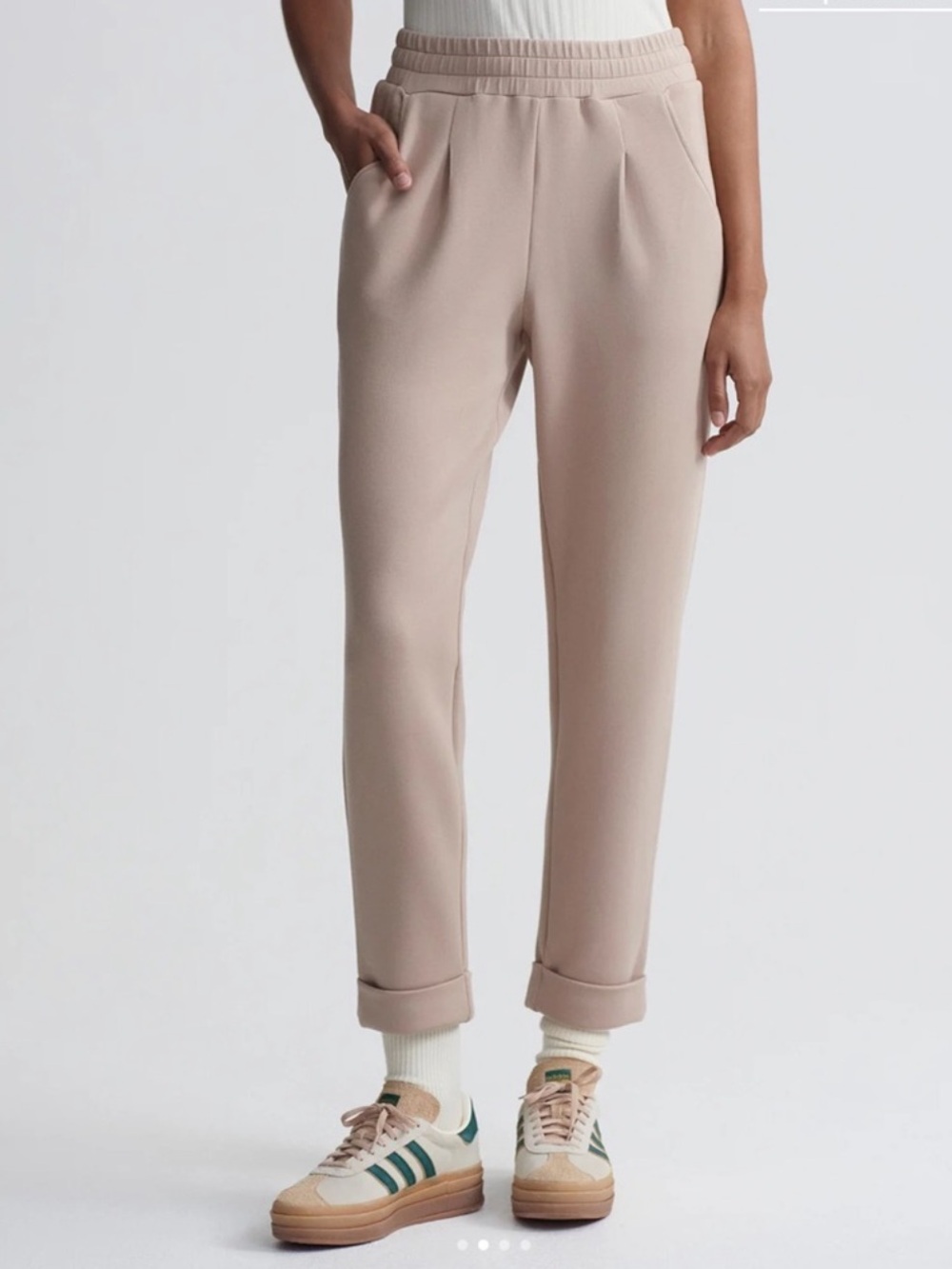 Varley Double Soft Taupe Marl Rolled Cuff 25”  Pants Sz XS Lounge Athleisure